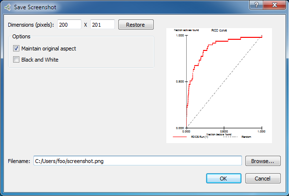 Save an image file of the ROC plot or score histogram