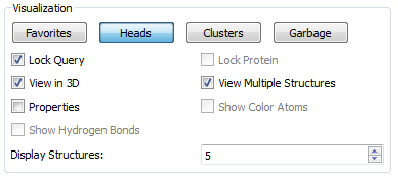 VIDA cluster browser Visualization section