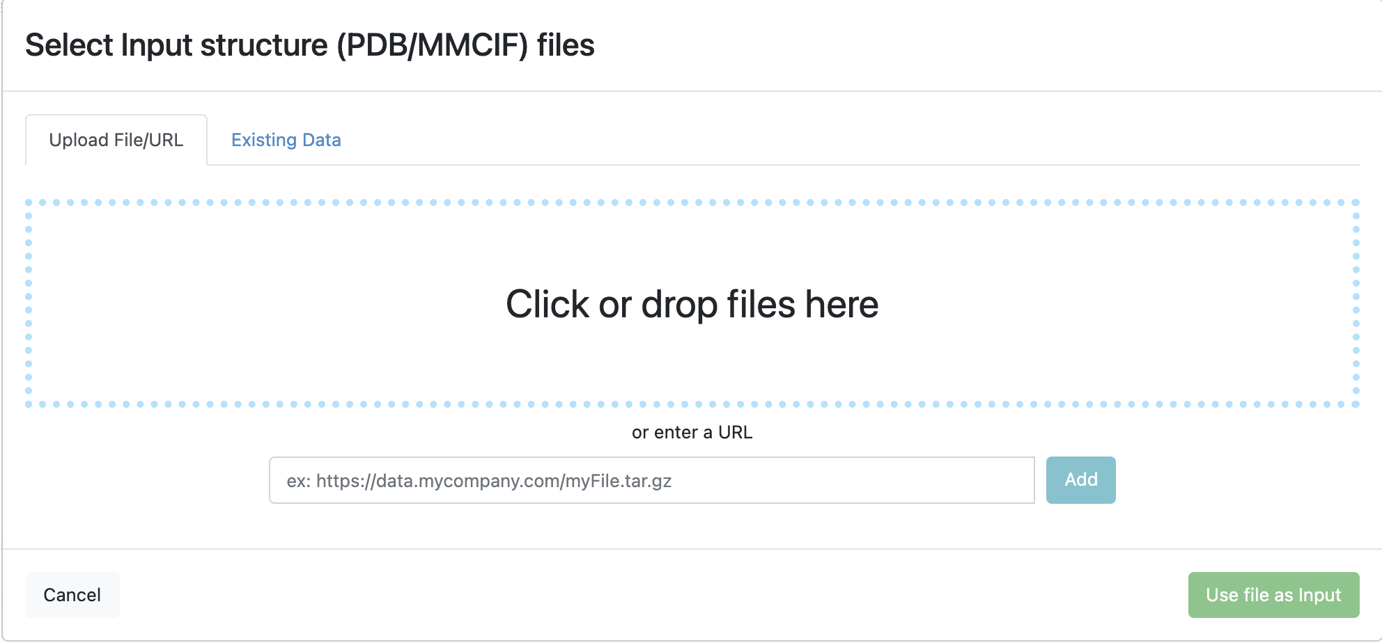 Files can be uploaded or existing files in Orion can be used
