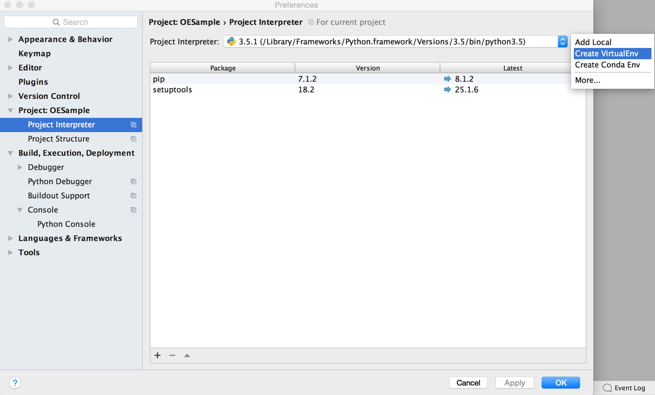 pycharm install packages